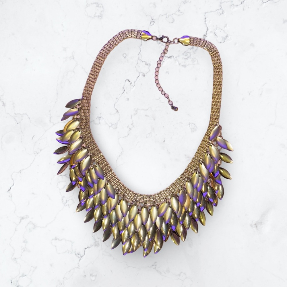 Layered gold leaf necklace